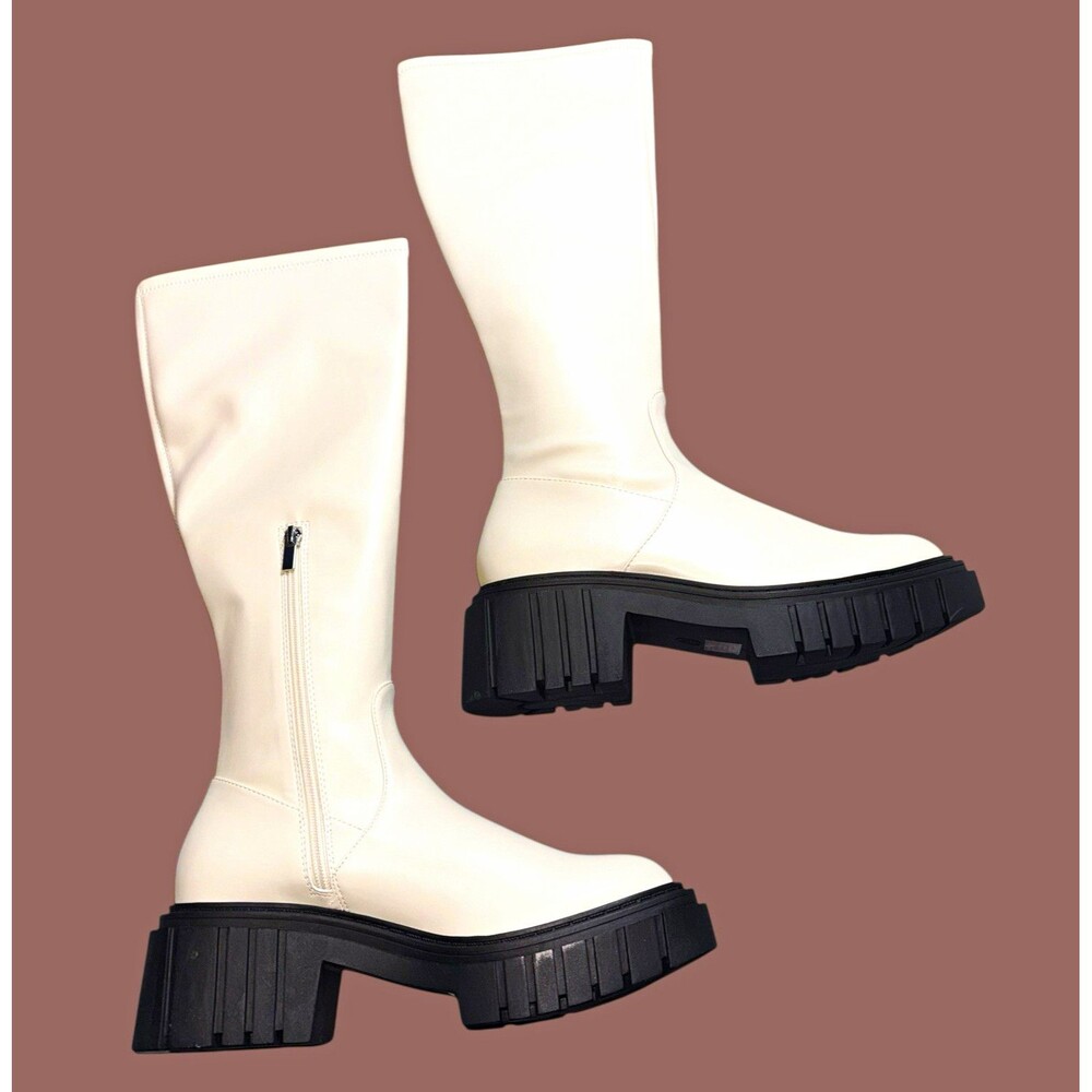 The Drop Kennedy Women’s Knee High Boots Size 9.5 Bone Chunky Lug Sole